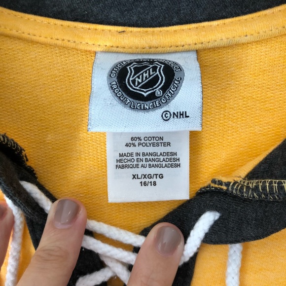 Vintage Boston Bruins Yellow Front Tie Sweatshirt - Picture 5 of 8
